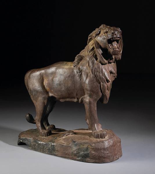 Appraisal: A French cast iron figure of a lion early th