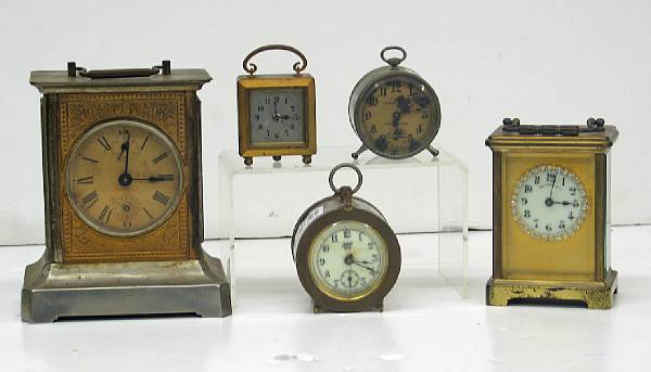 Appraisal: An assembled grouping of carriage or desk clocks first quarter