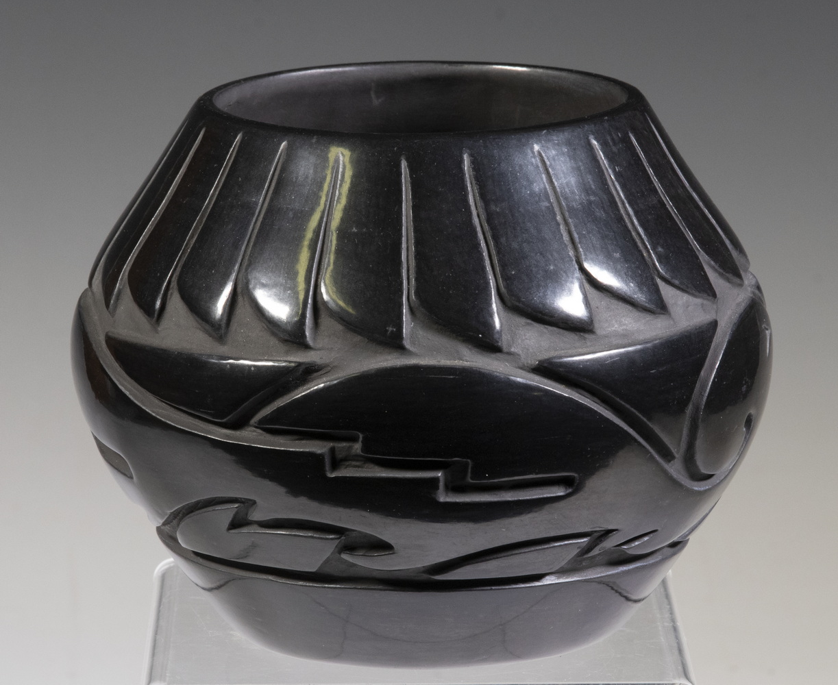 Appraisal: SANTA CLARA BLACK CLAY POT SIGNED BY JUDY LINCOLN TAFOYA