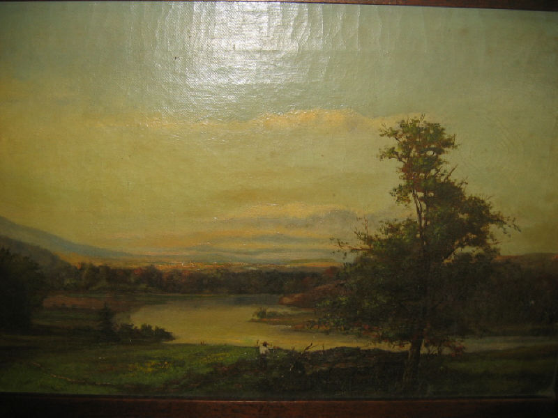 Appraisal: AMERICAN SCHOOL TH CENTURY River landscape with distant hills and