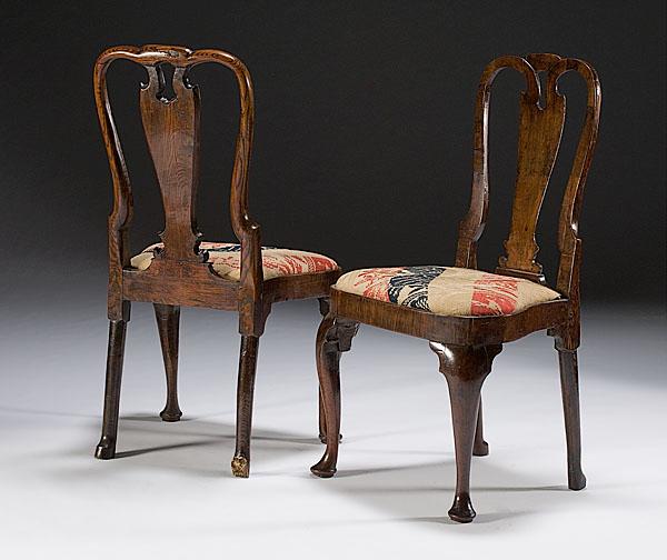 Appraisal: PAIR OF QUEEN ANNE CHAIRS English ca - in oak