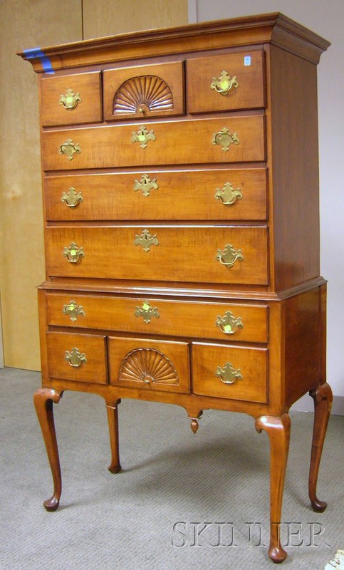 Appraisal: Queen Anne Carved Maple and Birch Flat-top Highboy in two