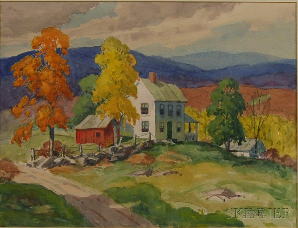 Appraisal: Arthur Lingquist Swedish American - Sun on Farmhouse Vermont Signed