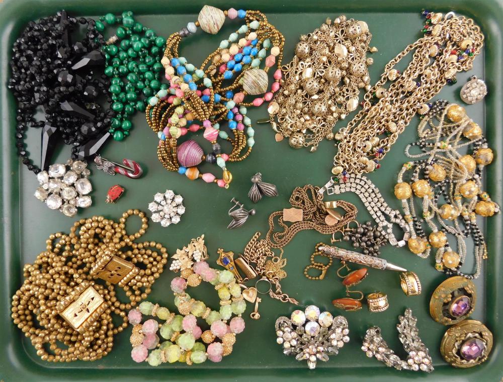 Appraisal: JEWELRY Costume jewelry pieces including many long-beaded necklaces some hardstone