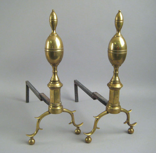 Appraisal: Pair of Federal double lemon top andirons early th c