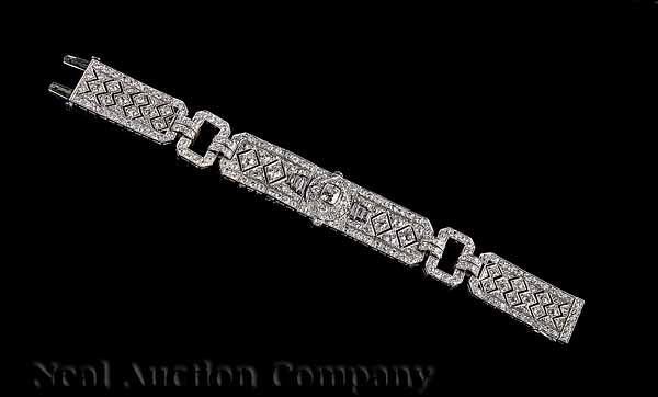 Appraisal: An Art Deco Platinum and Diamond Bracelet c - openwork