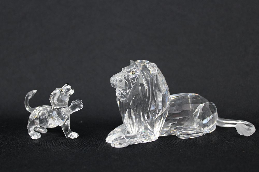 Appraisal: Swarovski Crystal Lion Figures Swarovski Crystal Lion Figures Condition -