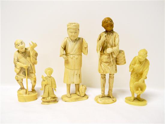 Appraisal: Four ivory carved figures of men the tallest '' h