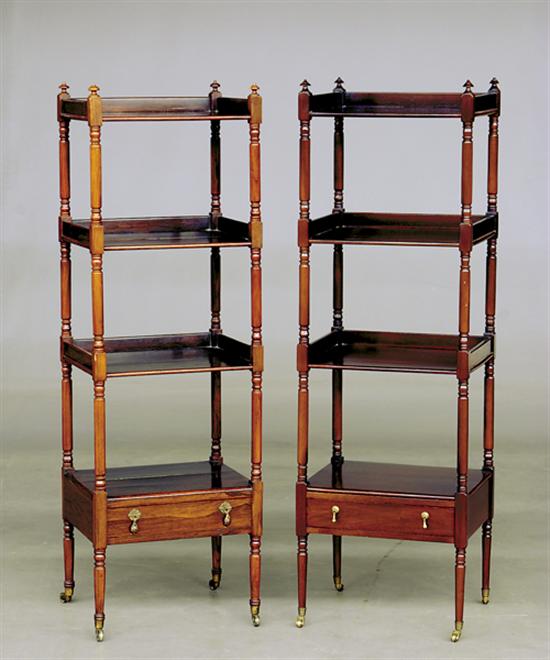 Appraisal: Two Regency style whatnots English circa rosewood with four rectangular