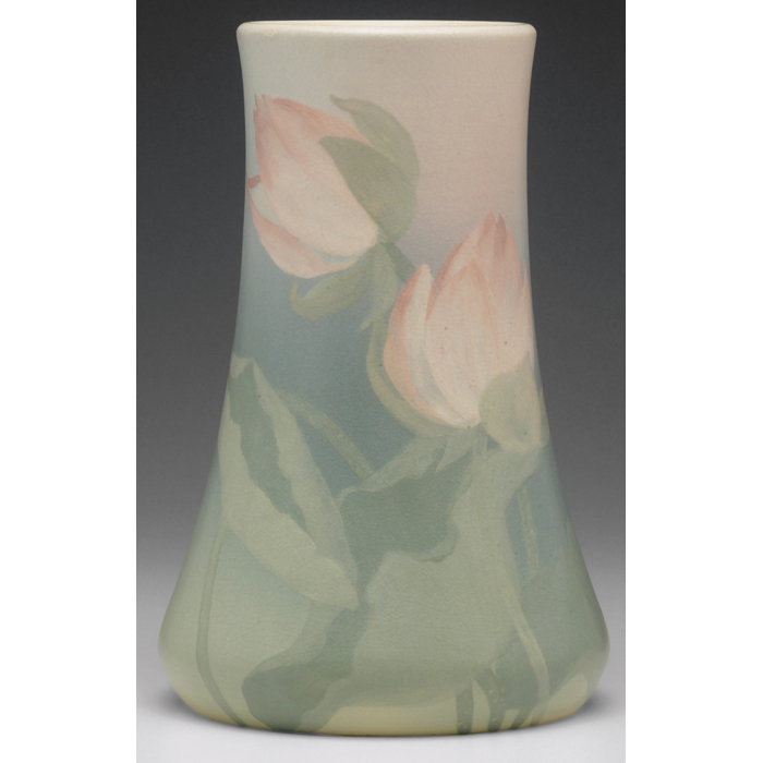 Appraisal: Large Rookwood vase covered with a good Vellum glaze with