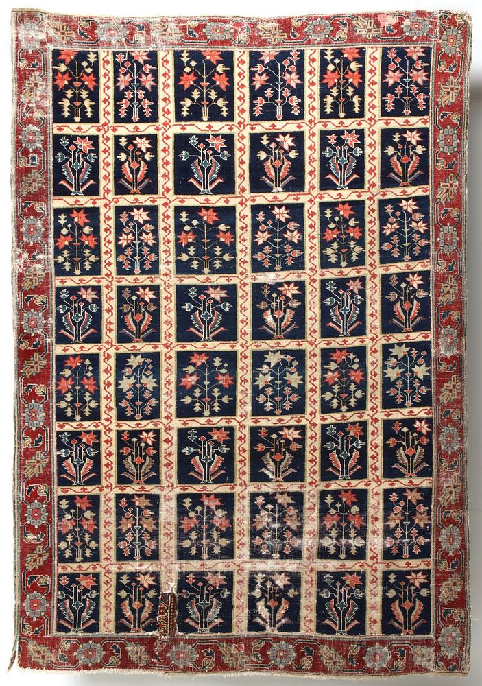 Appraisal: A RARE DESIRABLE C NW PERSIAN GARDEN CARPET FRAGMENT The