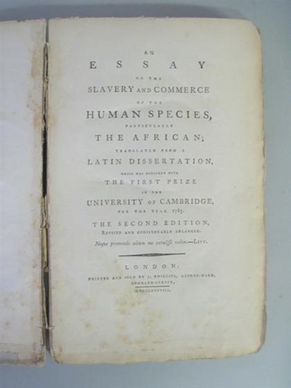 Appraisal: vols th Century British Imprints on Slavery Clarkson Thomas An