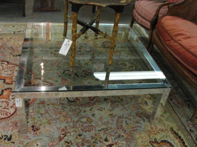 Appraisal: Midcentury Chrome and Glass Coffee Table From a Long Island