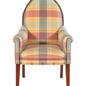 Appraisal: A Contemporary Silk Upholstered Armchair Height inches Property from a