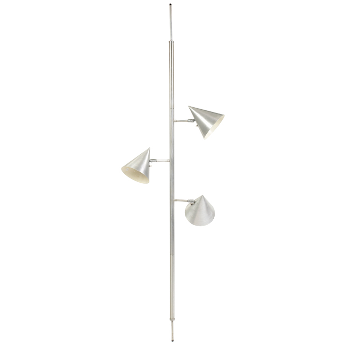 Appraisal: s suspension lamp aluminum by Monticello three perforated cone shades