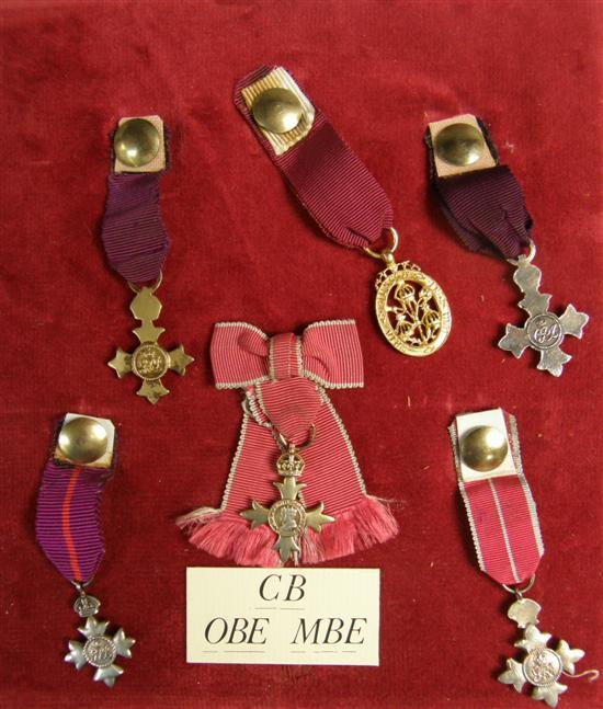 Appraisal: Collection of five miniature medals Two O B E's the