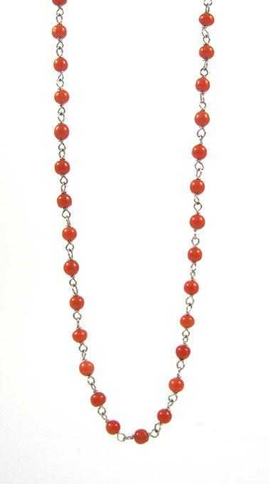 Appraisal: CORAL AND PLATINUM CHAIN NECKLACE measuring inches in length with