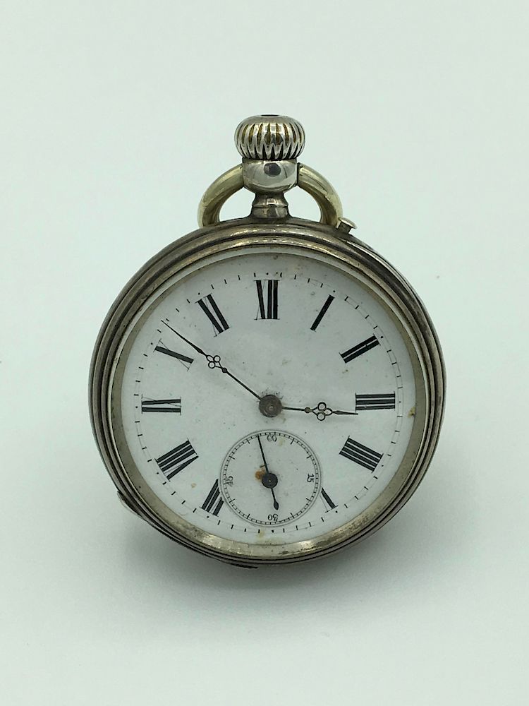 Appraisal: Antique Remontoir Silver Rubies Pocket Watch Swiss Cylindre Open Face