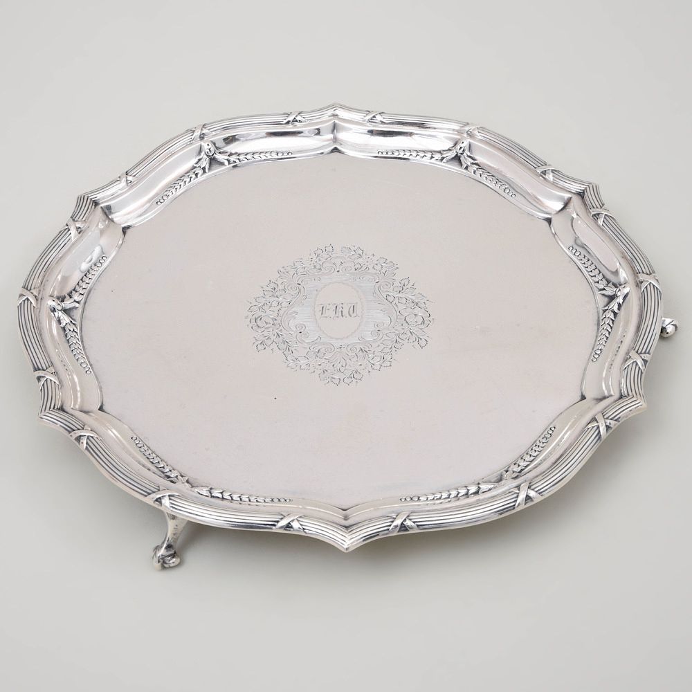 Appraisal: Edward VII Silver Salver Mark of Roberts Belk Sheffield monogrammed