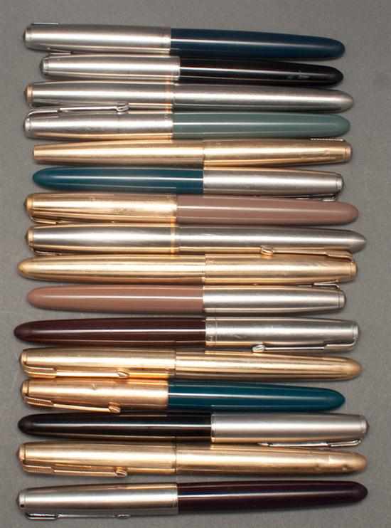 Appraisal: Sixteen Parker '' '' fountain pens Estimate - Pen s