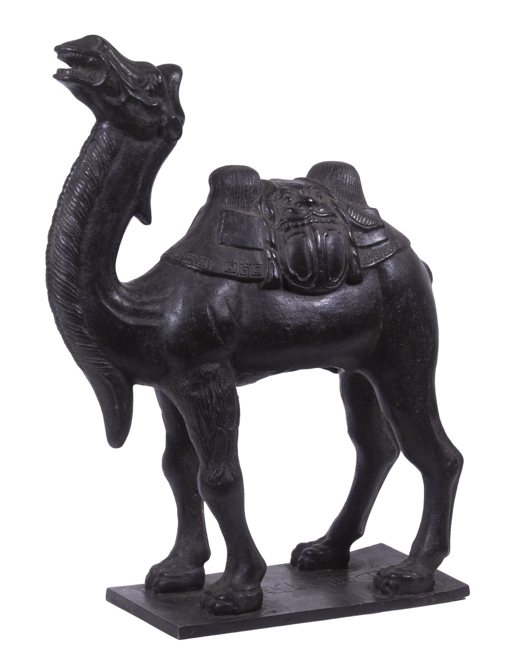 Appraisal: CHINESE BRONZE CAMEL SCULPTURE Standing Figure of a Bactrian Camel