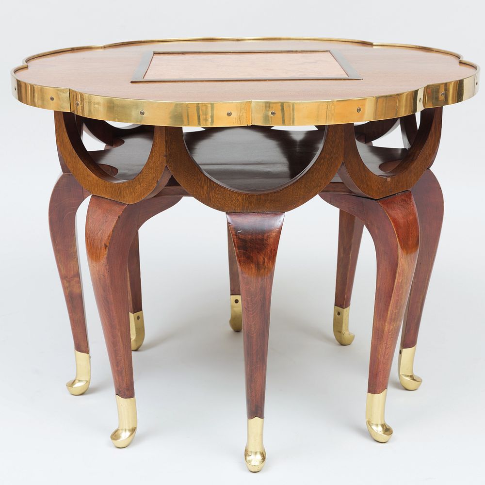 Appraisal: Adolf Loos Brass-Mounted Mahogany and Marble Tile 'Elephant' Table Designed