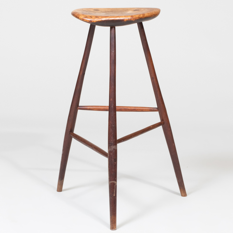 Appraisal: Wharton Esherick Walnut Three-Legged Stool Initialed on the underside 'W