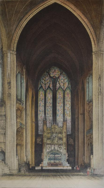 Appraisal: TWO WORKS J SHARLAND THE CATHEDRAL ETCHING AND SIGNED ILLEGIBLY