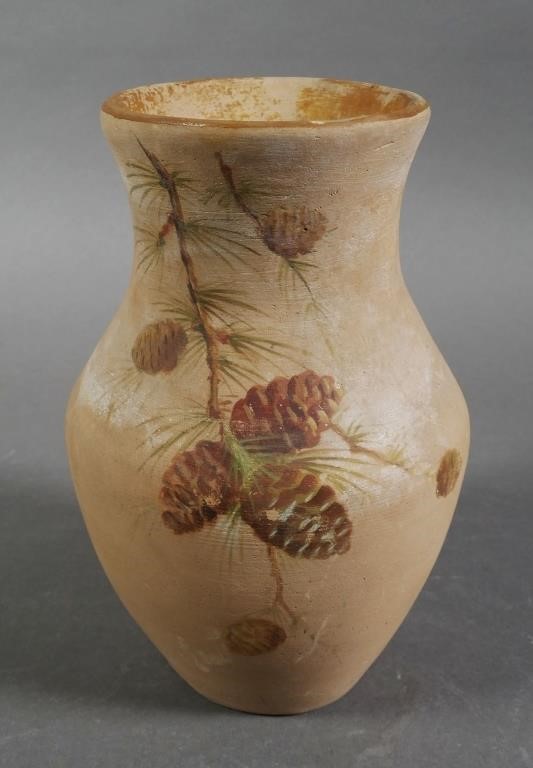 Appraisal: A vase with pine cones Unmarked Attributed to the Manatee