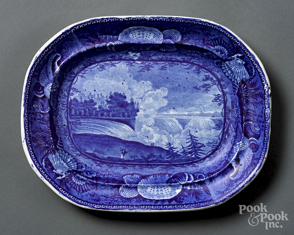 Appraisal: Historical Blue Staffordshire platter Historical Blue Staffordshire Niagara From the