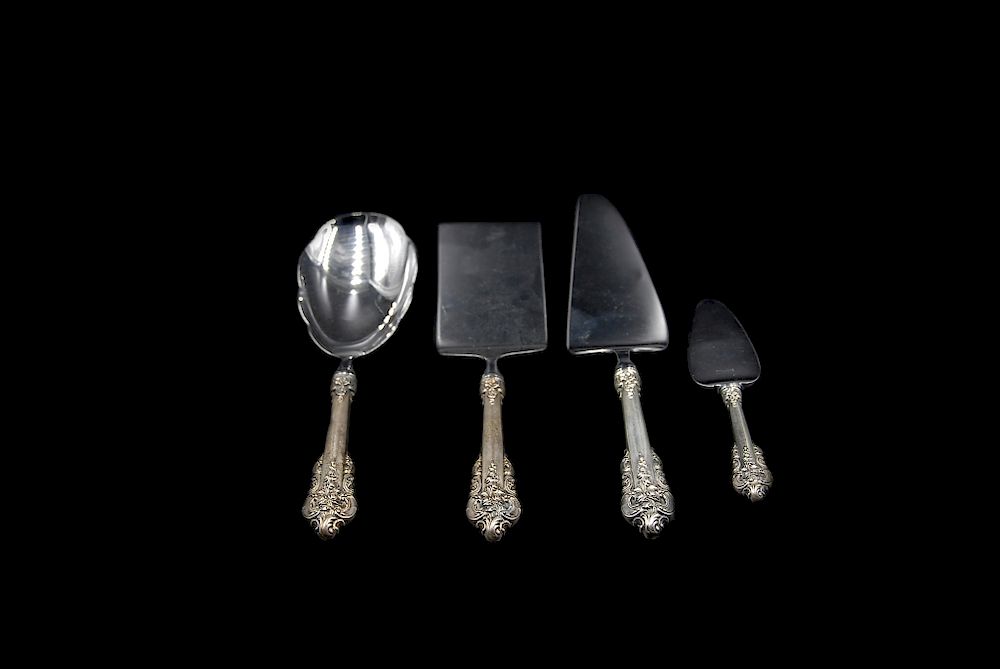 Appraisal: Four Wallace Grande Baroque Sterling Silver Serving Wallace Grande Baroque