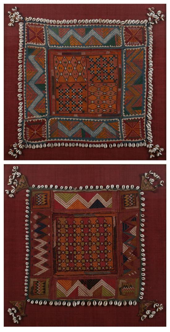 Appraisal: TWO INDIAN TEXTILES WITH CONCH SHELL BORDERS - in x