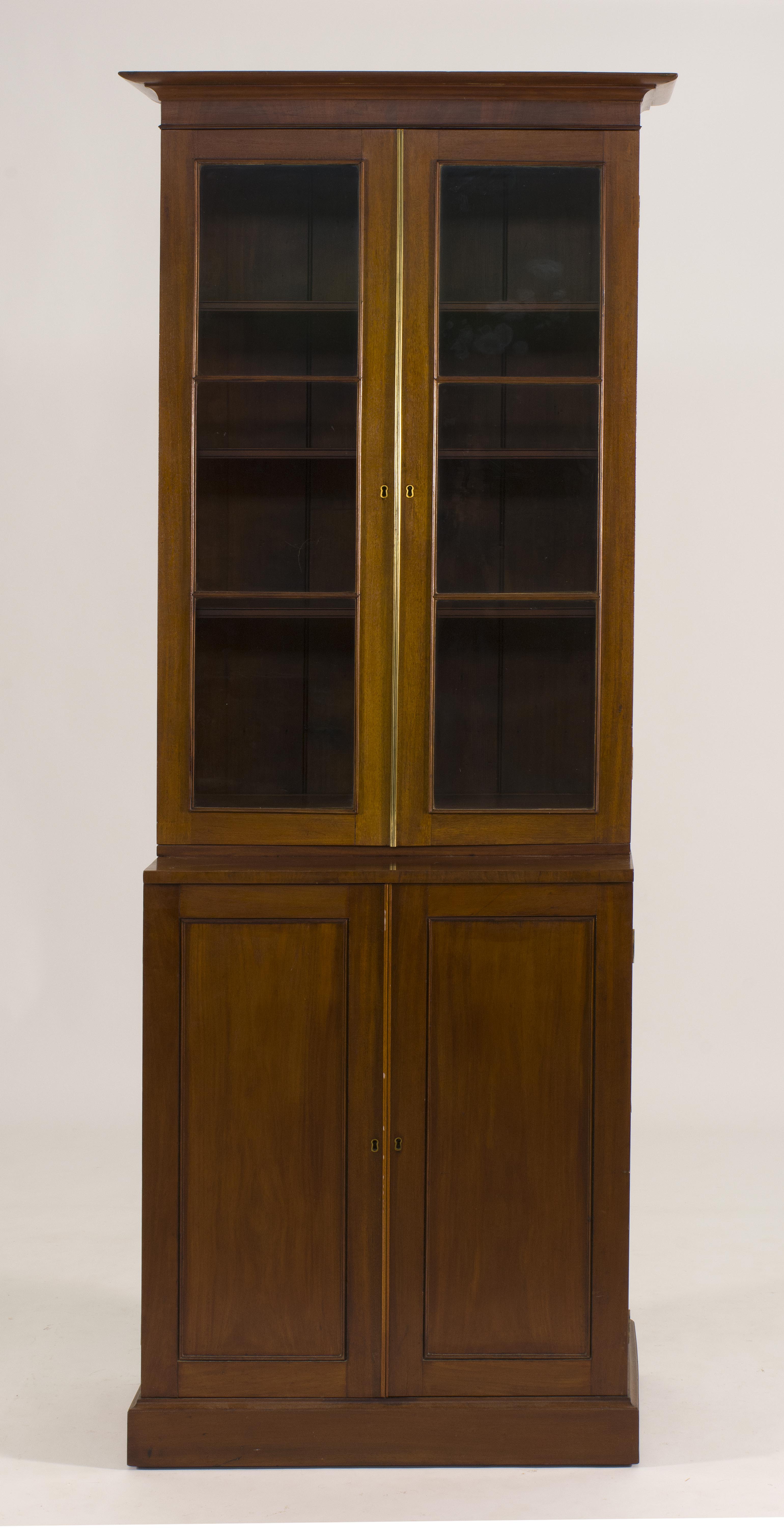 Appraisal: TWO-PART BOOKCASE th CenturyIn walnut Upper section with two glazed