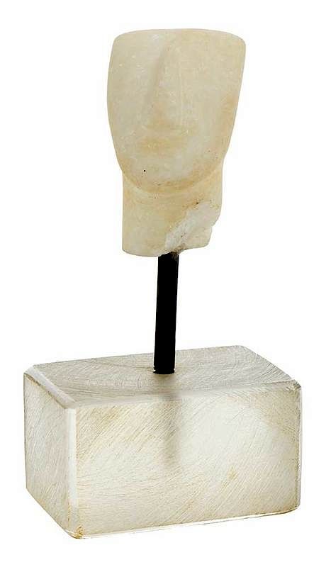 Appraisal: Cycladic Marble Head on Stand probably ancient finely carved lyre