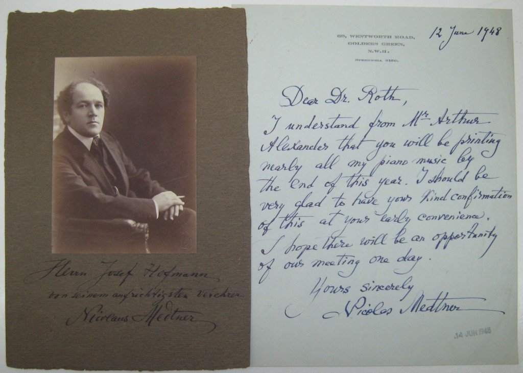 Appraisal: MEDTNER NIKOLAI Two items Photograph Signed and Inscribed to pianist