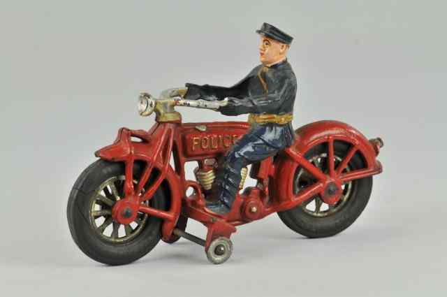 Appraisal: GLOBE ''POLICE'' MOTORCYCLE Scarce example cast iron and painted in