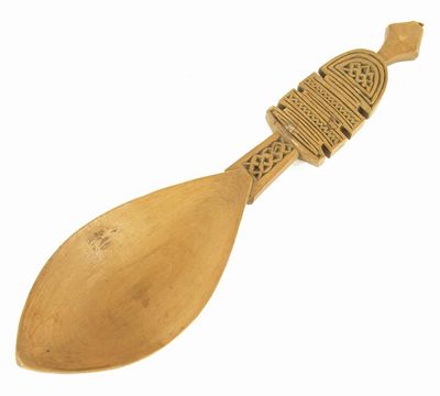 Appraisal: A carved wood spoon in cm l