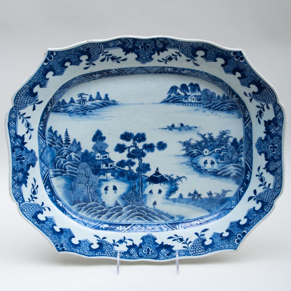 Appraisal: Chinese Export Blue and White Porcelain Platter x in Applied