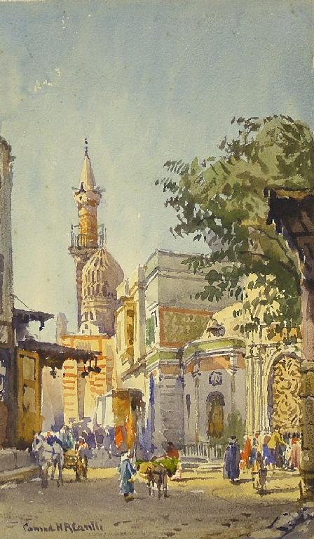 Appraisal: By Conrad HR Carelli - - 'Mosque and fountain at