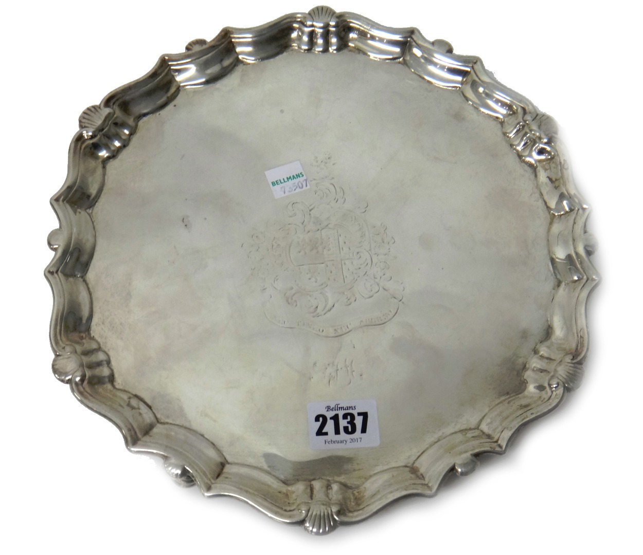 Appraisal: A George II silver salver of shaped circular form having