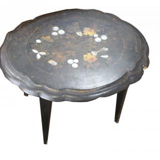 Appraisal: Antique Mother of Pearl Inlaid Table as is Antique Mother