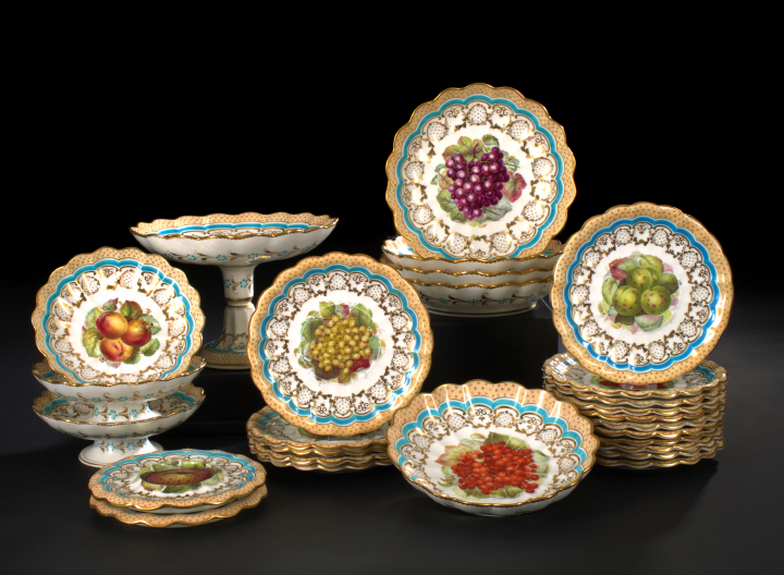 Appraisal: Fine and Rare Twenty-Seven-Piece Davenport Staffordshire Porcelain Partial Dessert Service