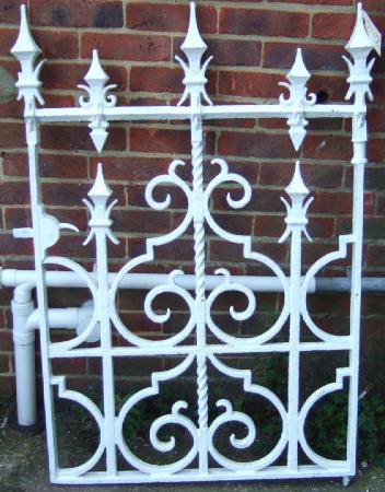 Appraisal: A th century white painted wrought iron garden gate cm