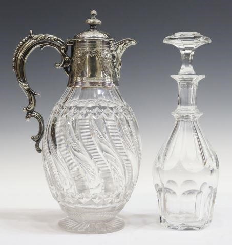 Appraisal: lot of Decanters including Victorian silverplate-mounted glass claret jug wine