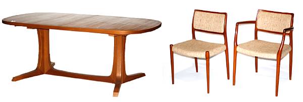 Appraisal: A mid-century teak dining table and six chairs By Gudme