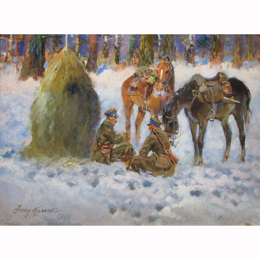 Appraisal: Jerzy Kossak Polish - Soliders at Rest Signed Jerzy Kossak