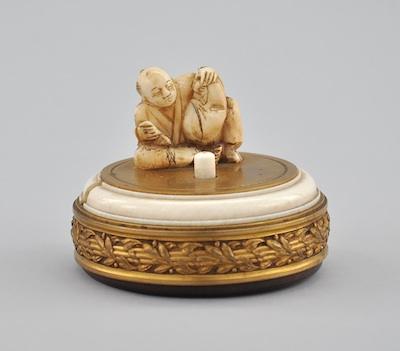 Appraisal: An Ivory and Gilt Metal Bell Push With a carved