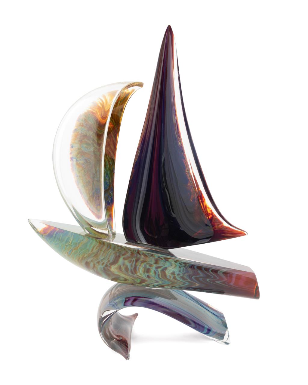 Appraisal: ITALIAN SCHOOL MURANO STYLE GLASS SAILBOAT Italian School modernist Murano