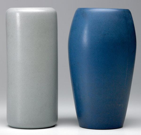 Appraisal: MARBLEHEAD Two vases one in matte grey the other indigo