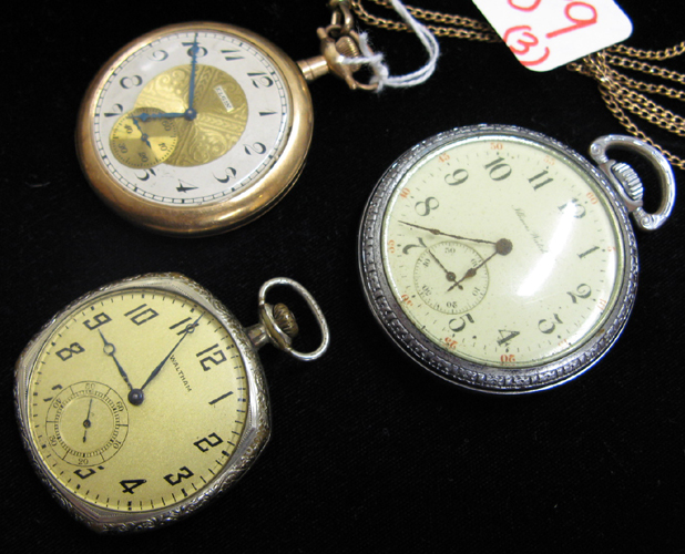 Appraisal: THREE AMERICAN OPENFACE POCKET WATCHES A Elgin model size c